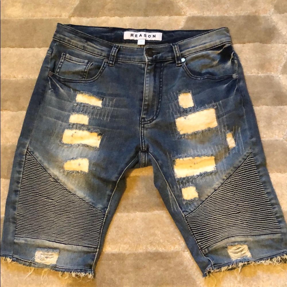 Men’s reason brand denim biker shorts